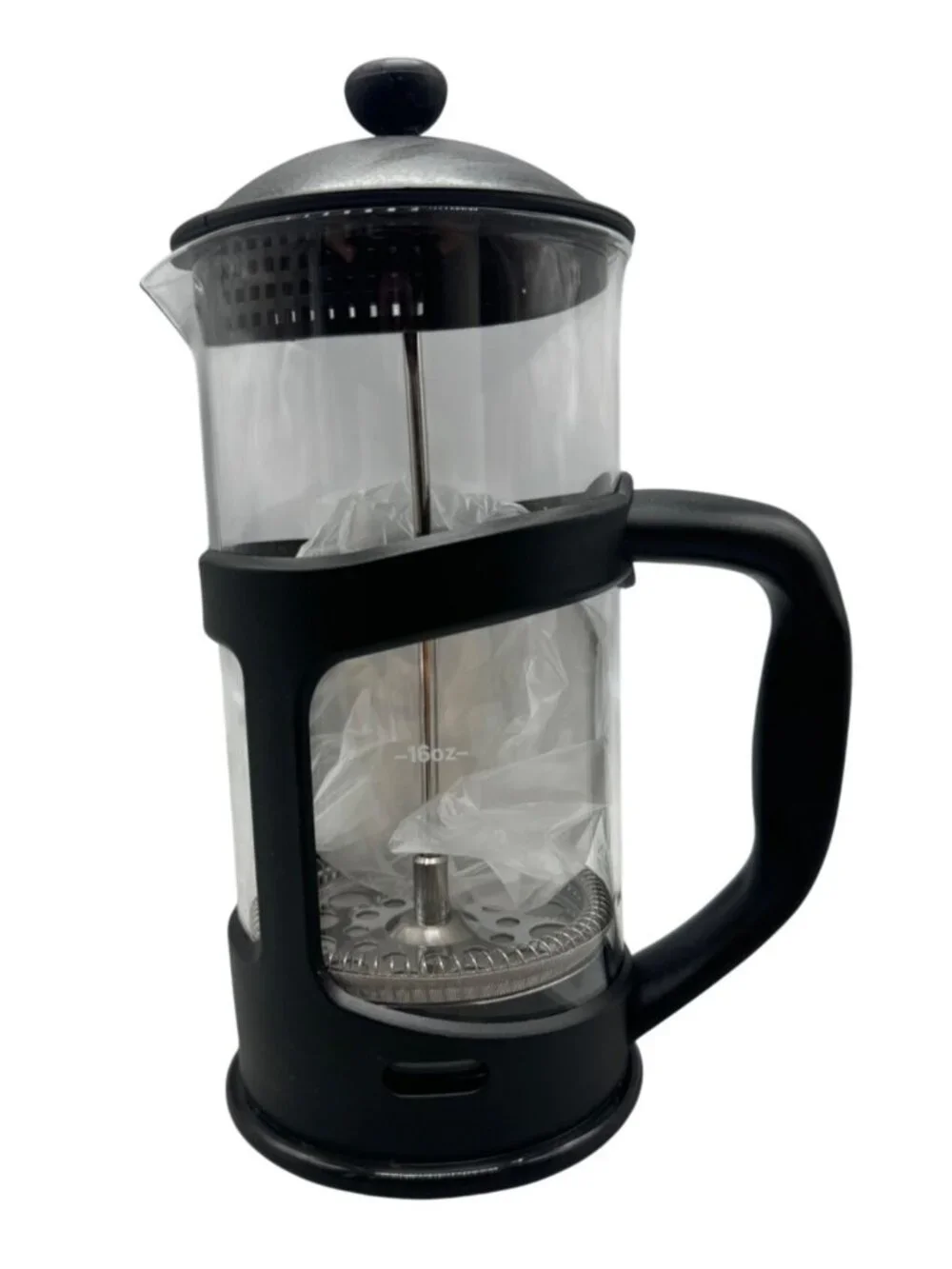 16 Oz Glass French Press Coffee Maker With Black Handle & Lid